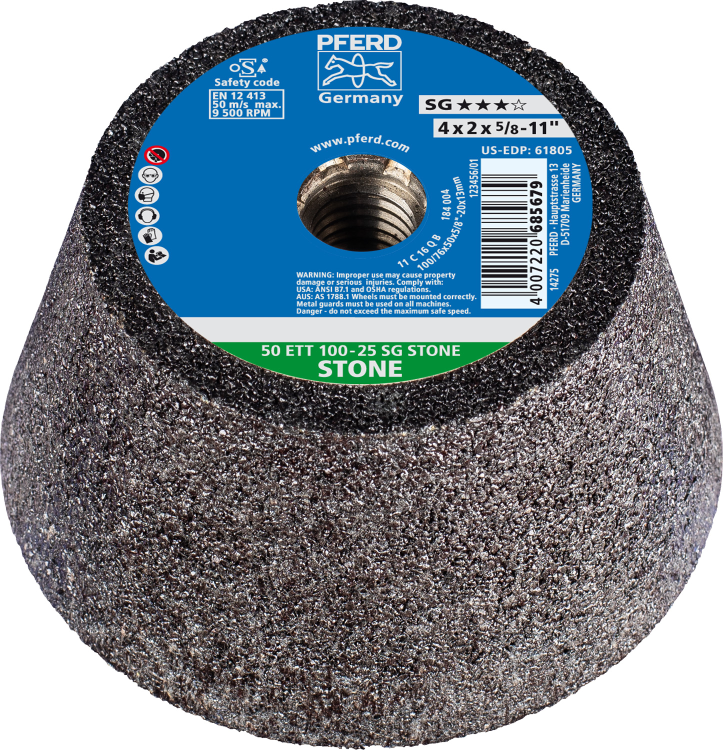 4" x 3-1/2 x Cup Wheels, 5/8-11 Thd. SG STONE - Type 11